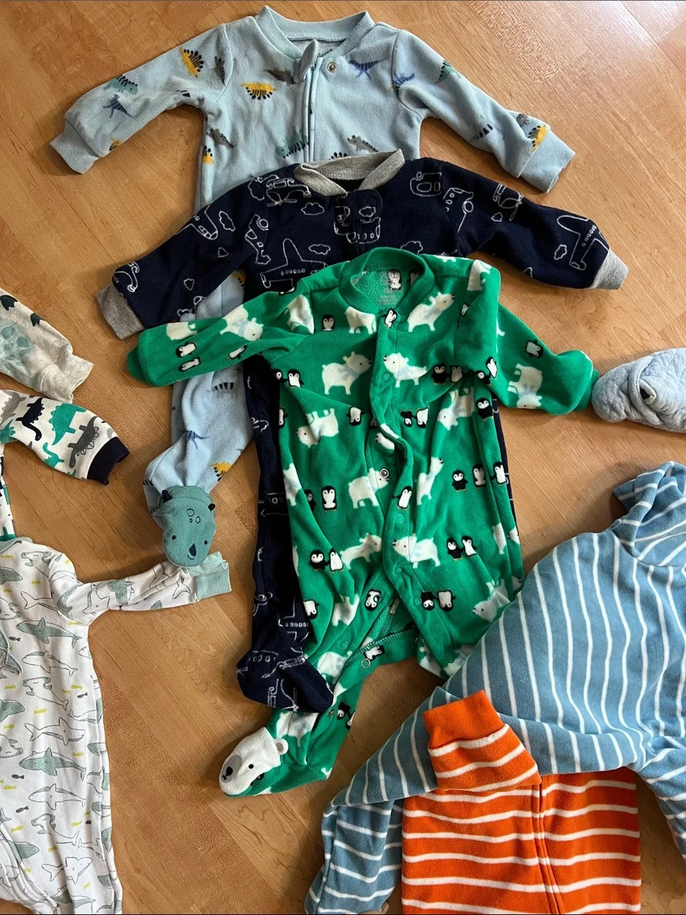 Lot of 9 Carters Sleep n Play Orange Pumpkin One-Piece Footed Pajamas Bunting 6M